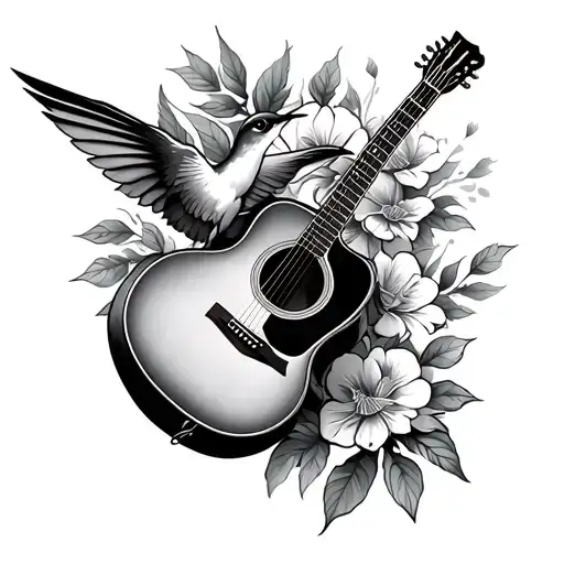 Humming Bird And Acoustic Guitar