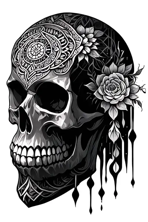 Sacred Geometry Mystical Skull With Mandala