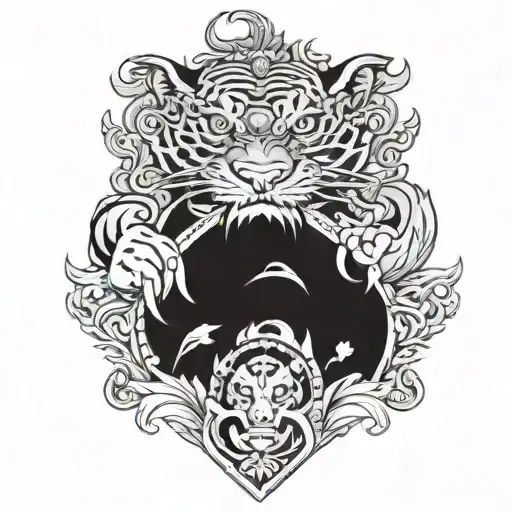 A Chinese Tiger And A Candian Dragon In Coat Of Arms