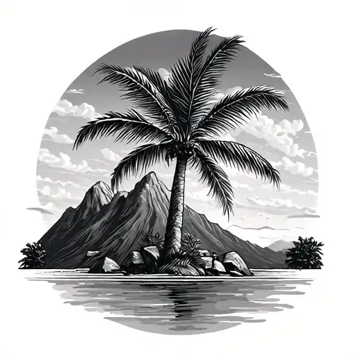Palm Tree And Mountain