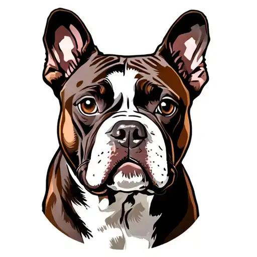 Pitbul Dog Dog With Uncomforted Ears With Brown Eyes And Chocolate Color