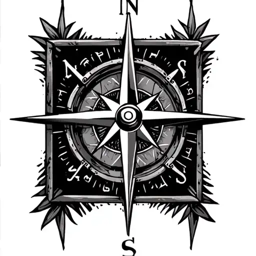 Tough Compass Tatoo Focusing On The Four Directions