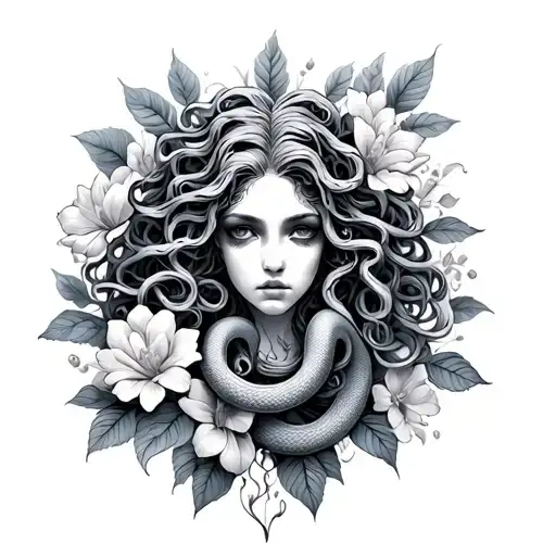 Medusa Snakes And Flowers