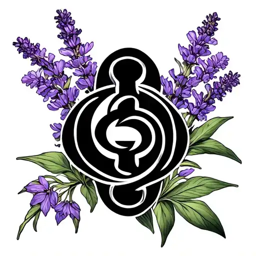 Gemini Symbol With Lavender Plant Intertwined