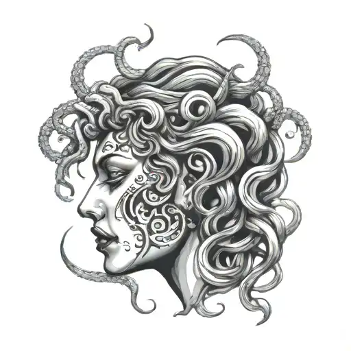 Medusa Side Profile Forked Tongue Sticking Out