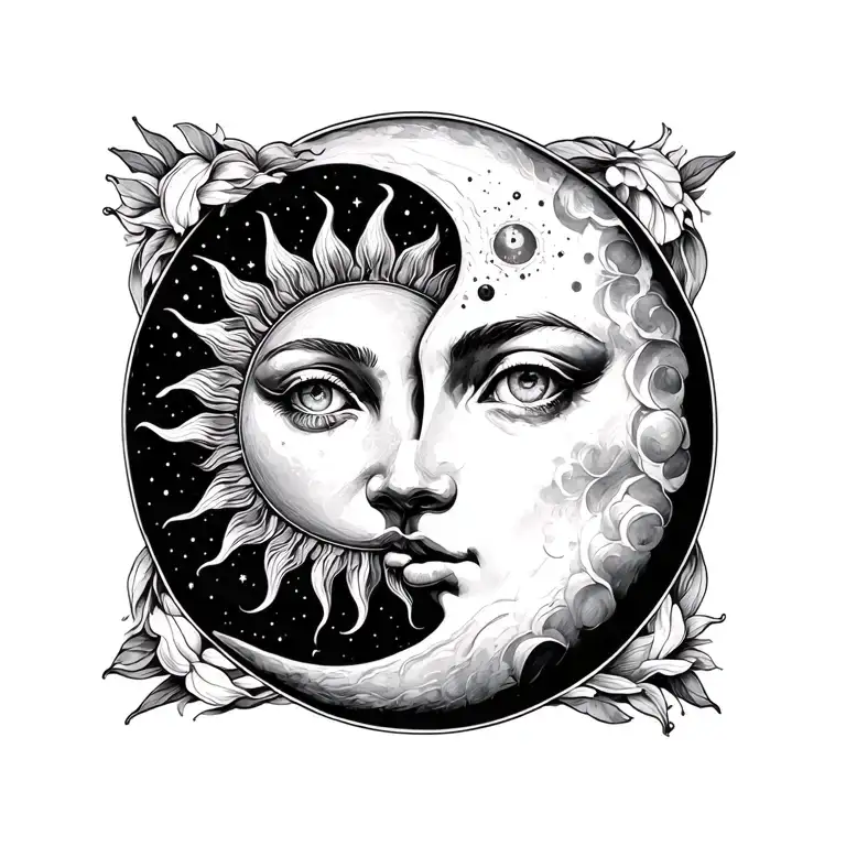 Sun And Moon Merging Together