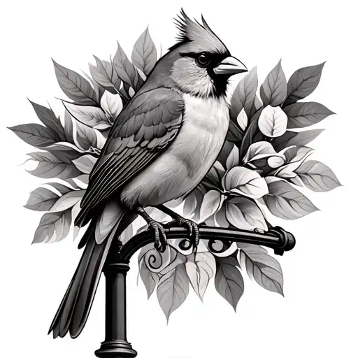 Cardinal Sitting On A Light Post