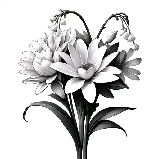 Lily Of The Valley Flower Bouquet With Daisy Flower And Water Lily Flower