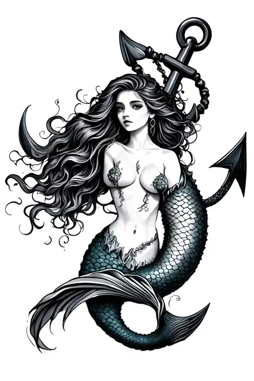 Mermaid With Anchor Intertwined