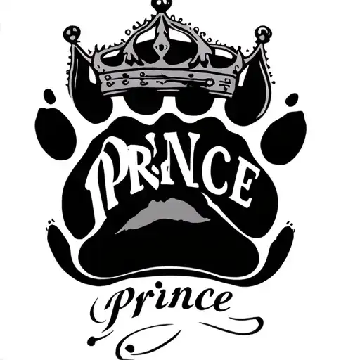 Dog Paw Print With Prince Crown And The Name Prince