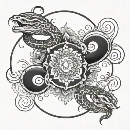 Mandala Design Incorporating Snake Wrapped