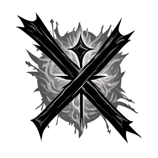 Liki With A Black Cross Pointing Long Ways For Side Of Arm