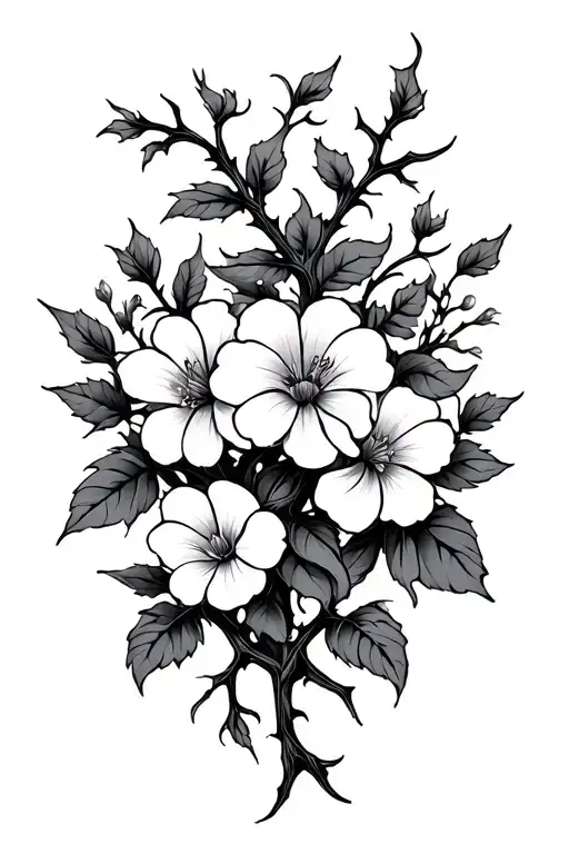 Thorned Vines With Flowers Blooming