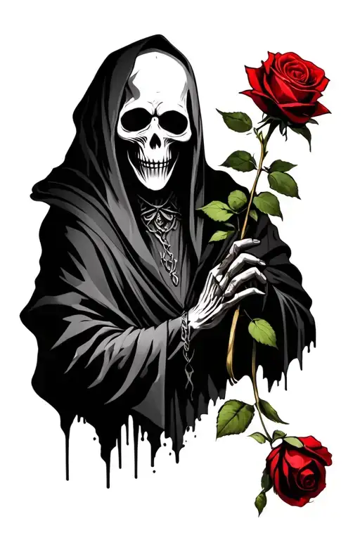 Grim Reaper Holding A Rose