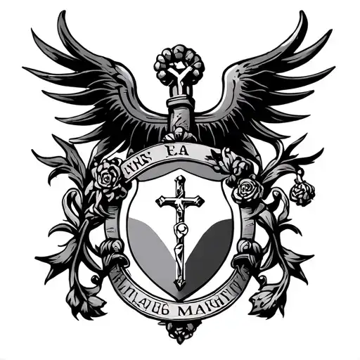 Family Crest With Rosary