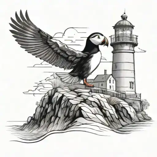 Lighthouse With Puffin