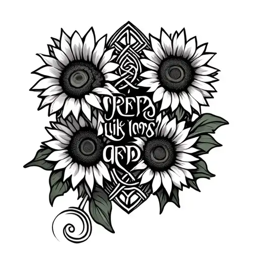 An Irish Phrase Surrounded By Celtic Symbols And Sunflowers