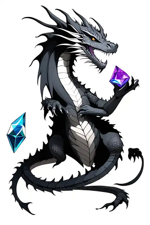 Dragon Holding Gems