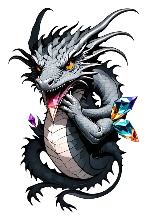 Dragon Holding Gems