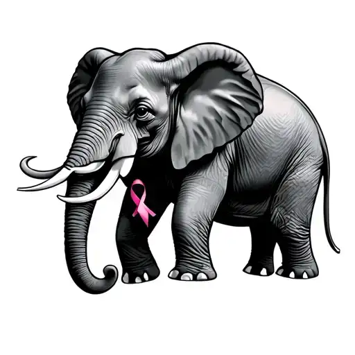 Elephant With Cancer Ribbon
