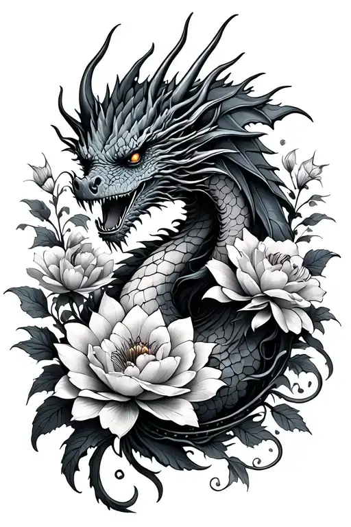 Dragon Dead Flowers Surrounding
