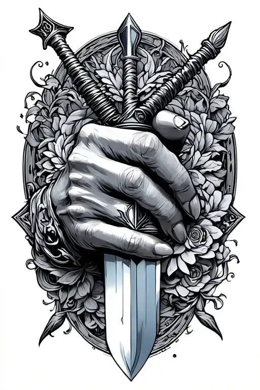 Hand Of Protection With Dagger Piercing