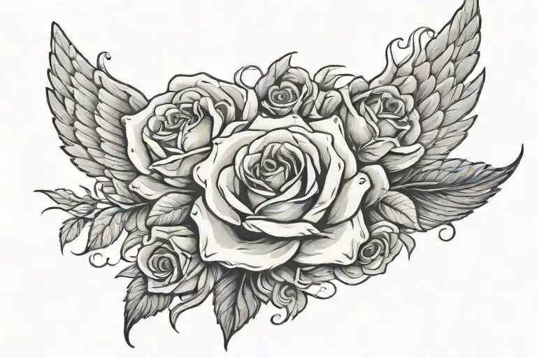 Angel Wings Spread Wide Rose Behind It