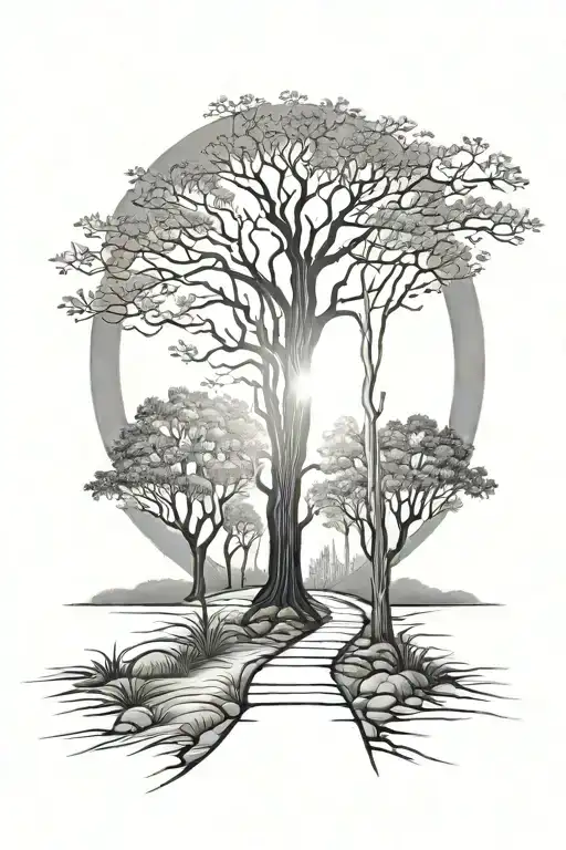 Tree Lined Path To The Sun