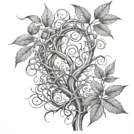 Tree Vines And Thorns With 5 Names Written On The Vines