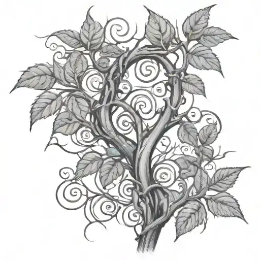 Spiraling Tree Vines And Thorns With 5 Names Written On The Vines