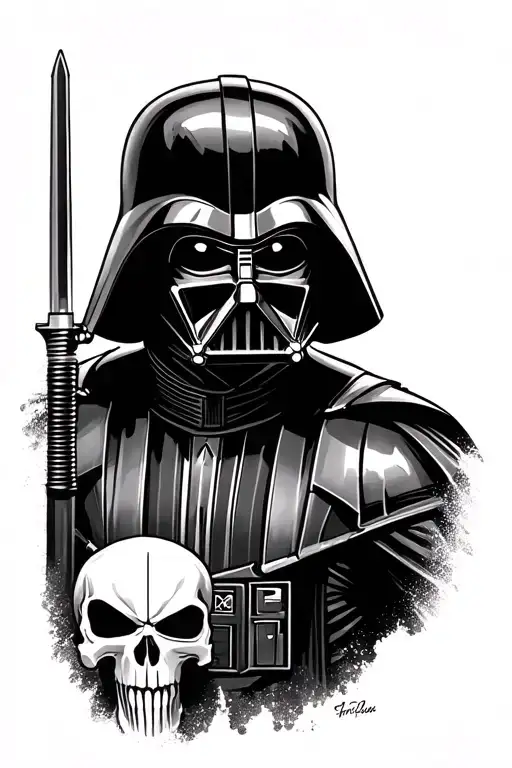 Darth Vader With Punisher Skull Wearing