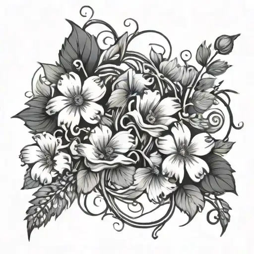 Vine Wrapped With Flowers Growing