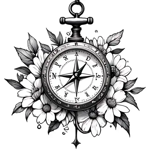 Compass Anchor Watch Wild Flowers Fineline