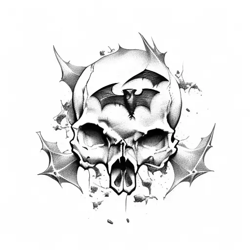 Bat Books Skull