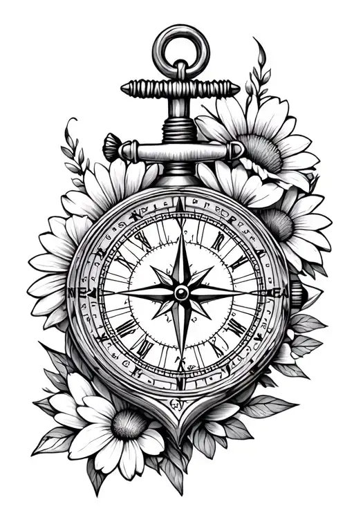 Compass Anchor Watch Wild Flowers Fineline