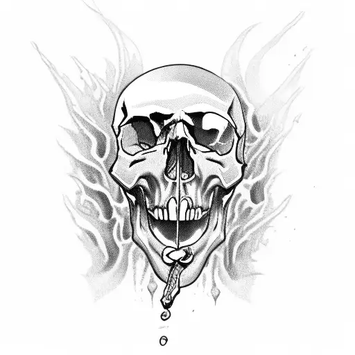 Skull Drinking From Flaming Goblet