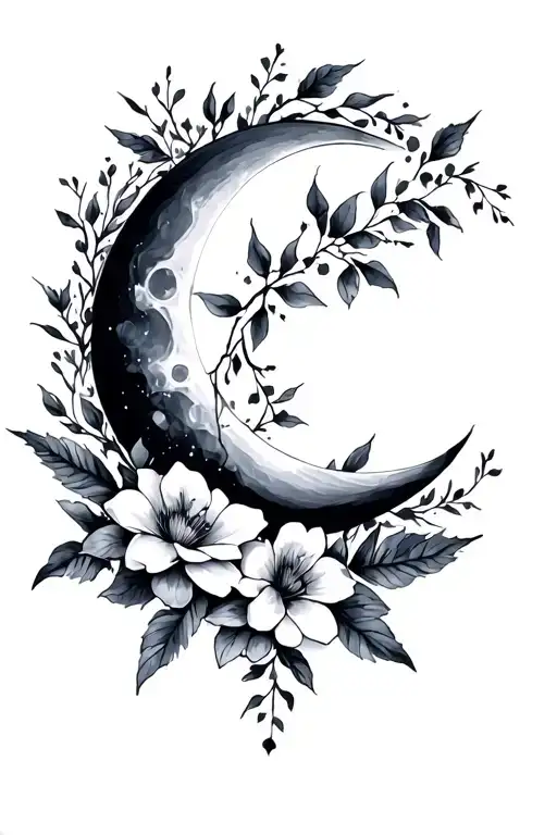 Floral And Moon Surrounded