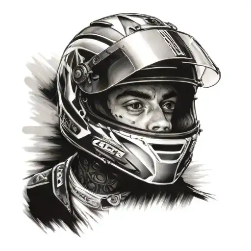 A Portrait Of Lewis Hamilton In A Racing Helmet
