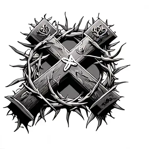 Catholic Cross With Crown Of Thorns