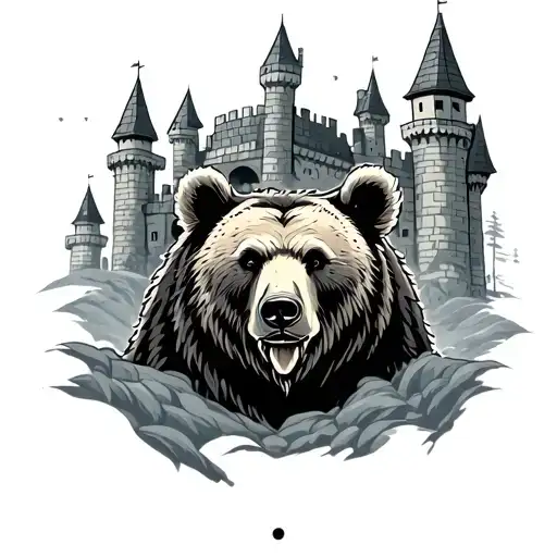 Bear In Front Of A Castle Surrounded