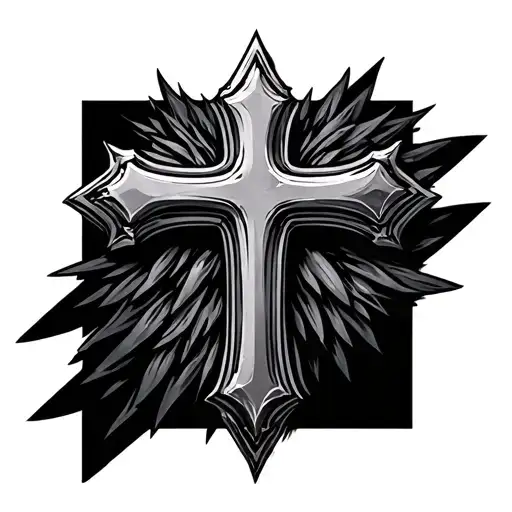 3D Cross With Iron Outline