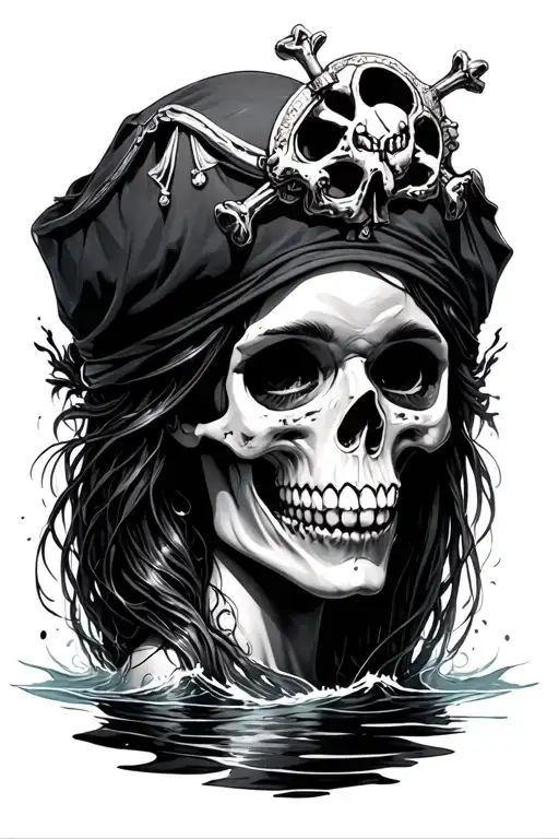 Gothic Evil Siren Beautiful Drowning Pirate Skull