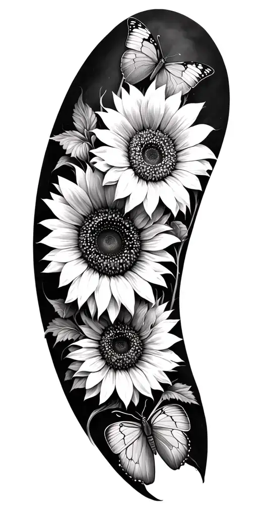 Sunflowers And Butterflies