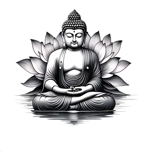 Buddha With Lotus Flowers