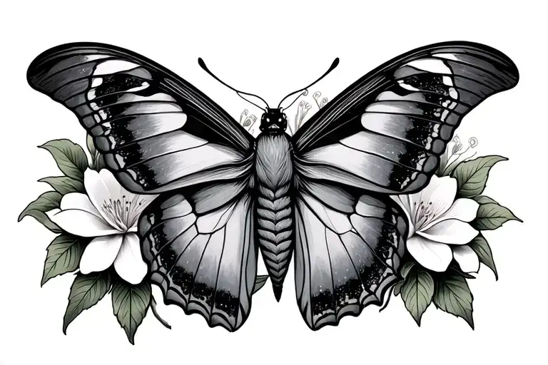 Ellie Williams Moth With Gardenias Behind It