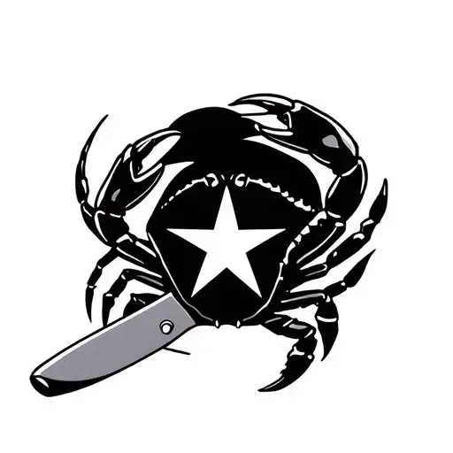 Chef Knife With Star Sign Crab Holding