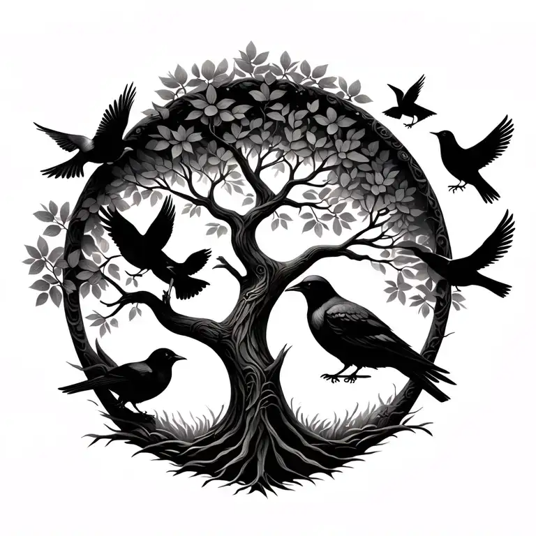 Tree Of Life With Different Birds
