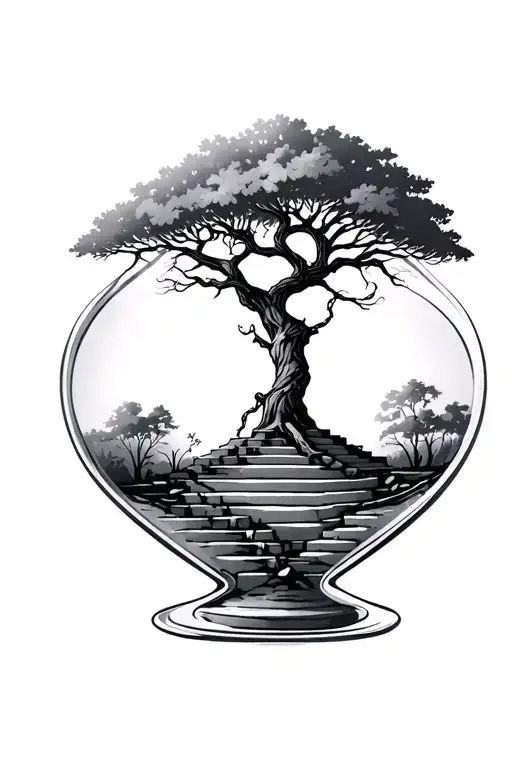 Stair Way Family Tree Hour Glass Filled