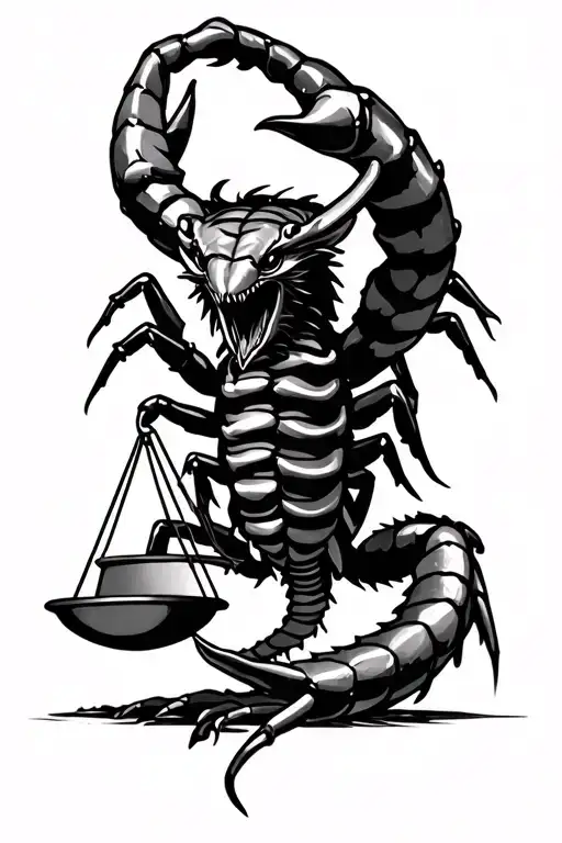Angry Scorpion Carrying A Set Of Scales Used To Weigh