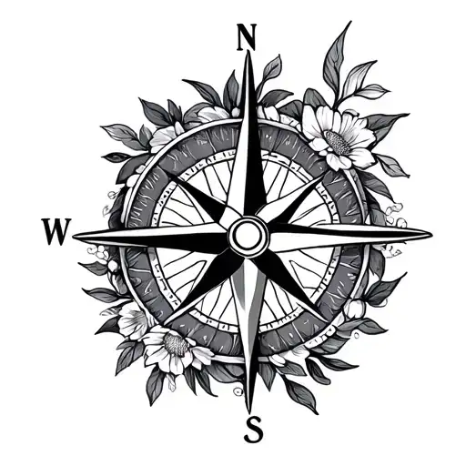 Floral Compass Rose